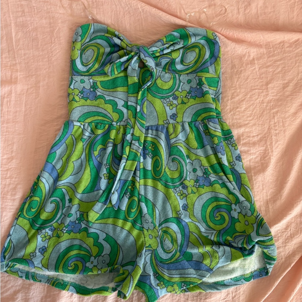 Wild Fable Retro Blue/Green Romper Size S